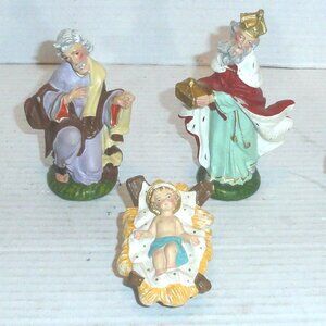 Lot of 5 VTG Hand Painted Composition Nativity Figures with Chip Damage READ